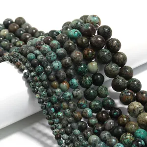 Cuentas Sueltas Redondas de Piedra Natural Turquesa Africana Cuentas de Piedra Pulida Para Hacer Joyas DIY Pulsera Collar