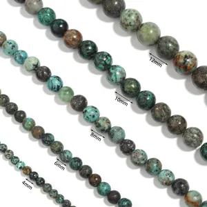 Cuentas redondas de turquesa africana natural sueltas para hacer joyas artesanales 4-12mm