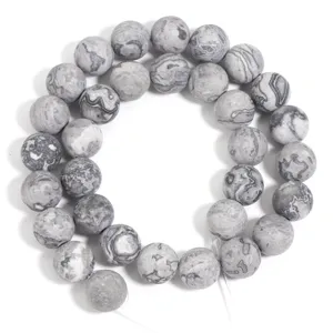 Natural grey jasper gemstone loose round beads for DIY handmade bracelet necklace jewelry making