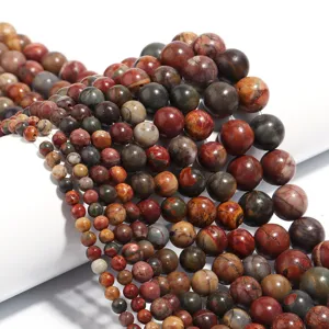 Natural Picasso Jasper Beads Matte Polished Red Stone Round Loose Beads Jewelry Making Accessories For Necklaces Bracelets DIY Materials