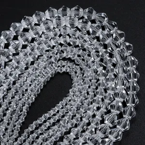 Clear crystal faceted loose beads jewelry making DIY accessory transparent glass bead strand