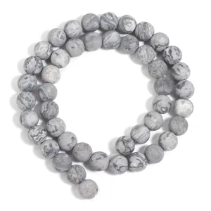Natural stone loose beads grey round beads matte polished DIY bracelet necklace jewelry making