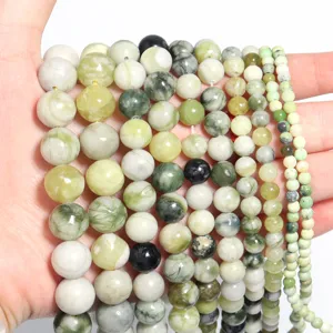 Natural jade gemstone round beads loose strands for DIY jewelry making and accessories design.