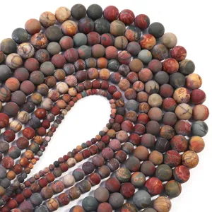 Matte Picasso jasper loose beads for DIY bracelet necklace jewelry making, round gemstone beads.