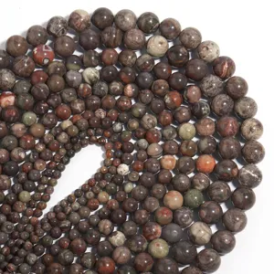 Perle tonde in agata fiore naturale per braccialetti fai da te e accessori di gioielleria.