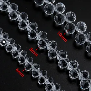 Clear faceted crystal bead strands for jewelry making, 6mm 8mm 10mm DIY beading supplies.