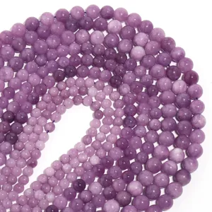 Natural purple lepidolite round gemstone beads loose for jewelry making DIY bracelet necklace