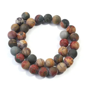 Picasso Jasper Loose Beads Matte Round Stones DIY Bracelet Necklace Jewelry Making Parts