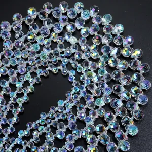 AB coated crystal teardrop faceted beads loose for DIY jewelry making and craft supplies.