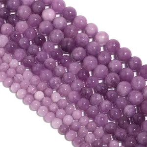 Natural lepidolite purple crystal round loose beads for bracelet necklace DIY accessories.