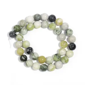 Natural jade loose beads round gemstone beads for DIY jewelry making and craft accessories.