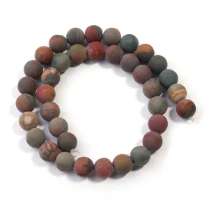 Matte Picasso jasper round loose beads for DIY handmade bracelet necklace jewelry making kit 92