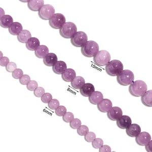 Natural purple lepidolite round beads loose strands 6mm 8mm 10mm DIY jewelry making accessories