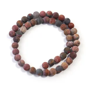 Matte Red Picasso Turquoise Round Loose Beads for DIY Bracelet Necklace Jewelry Making
