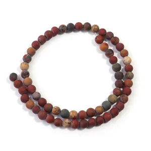 Matte Red Picasso Jasper gemstone beads detail shot for DIY jewelry making accessories