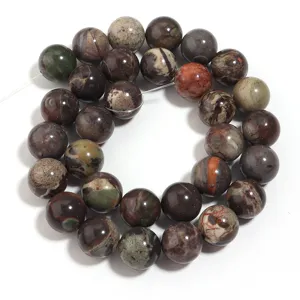 Perline rotonde in diaspro fantasia naturale per creazione di gioielli fai da te e bracciali.