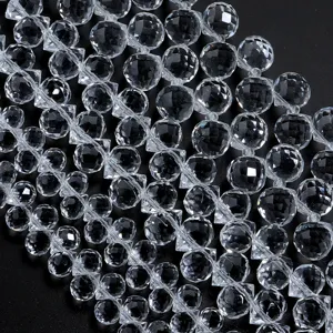 Close-up of clear faceted crystal beads strands sparkling craftsmanship diy jewelry details
