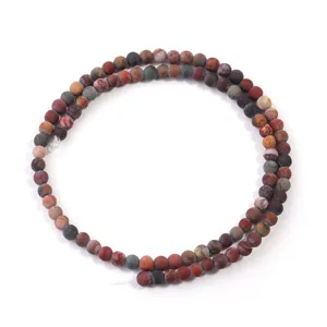 Matte red Picasso jasper loose beads detail shot, smooth round stone beads for DIY jewelry making.