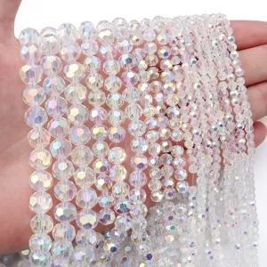 Faceted Teardrop Crystal Beads AB Plated Transparent Loose Beads For DIY Jewelry Making Bracelet Clothing Accessories