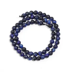 Fil de perles en pierre d'oeil de tigre bleu pour la fabrication de bijoux DIY.