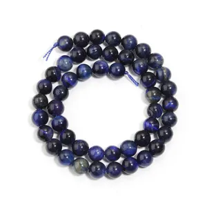 Détail perles de pierre précieuse œil de tigre bleu, perles rondes en pierre naturelle DIY