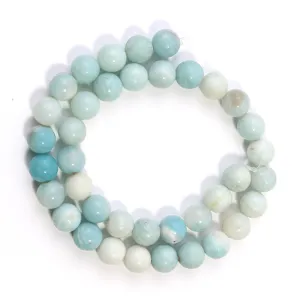 Natürliche Amazonit Edelstein runde lose Perlen Detailaufnahme für handgemachte DIY Armbänder.
