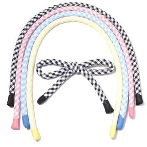 Gepolsterte Karo-Stoffstreifen und Schleife DIY Handgemachte Zubehör für Haarbänder und Kleidung.
