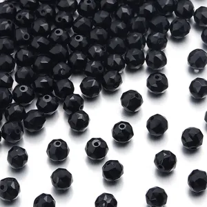 Perline di cristallo sfaccettate nere perle sfuse per la creazione di gioielli fai da te
