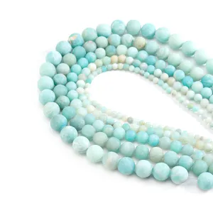 Matte Amazonit Chalcedon Perlen rund Edelstein DIY Armband Halskette Schmuckzubehör.