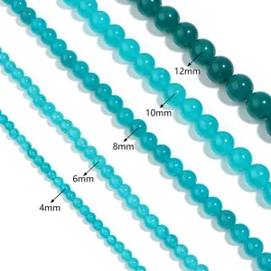 Amazonit Chalcedon Perlen rund Edelstein DIY Armband Halskette Schmuck Zubehör Größentabelle