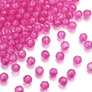 Perline di cristallo sfaccettate rosa acceso distanziatori sfusi per bracciali gioielli fai da te