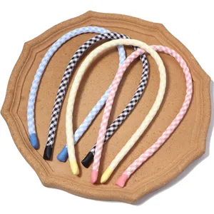 Karierte gefüllte Stoffstreifen DIY handgemachte gewebte Schleife Haarschmuck Material