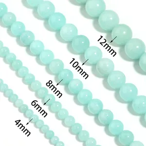 Hochwertige Natürliche Amazonit Chalcedon Perlen DIY Armband Schmuckherstellung Zubehör