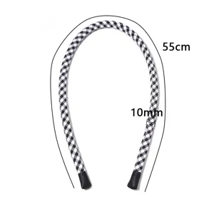 Schwarz-weißer Karostoff langer gepolsterter Strick DIY Haarschmuck Accessoire 55cm