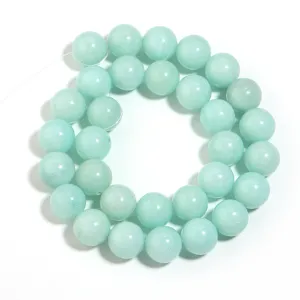 Hellgrüne Amazonit Chalcedon runde lose Perlen Detailaufnahme für DIY Armband Halskette