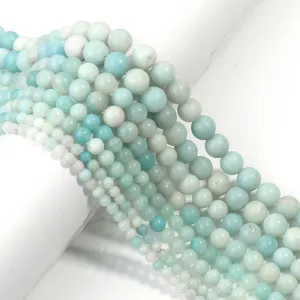 Naturstein Amazonit Chalcedon Runde Perlen Für DIY Armband Halskette Herstellung Mattierte Lose Steinperlen Schmuckzubehör