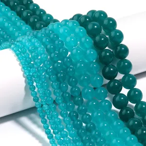 Natürliche Amazonit Chalcedon Perlen rund lose Stränge für DIY handgemachte Armbänder Schmuck.