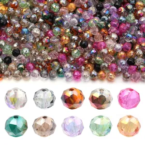 Perline di Vetro di Cristallo Tonde Sfaccettate Per Creazione Gioielli Fai Da Te Bracciale Collana Perline Sciolte Per Artigianato