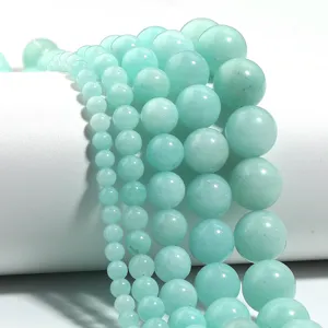 Amazonit Chalcedon runde lose Perlen für DIY handgemachte Armbänder und Schmuckzubehör.