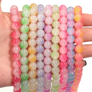 Bunte Glas-Rundperlen für DIY-Schmuckherstellung, Armband- und Halsketten-Zubehörteile.