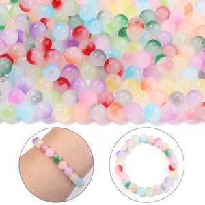 Bunte matte Glasperlen runde lose Perlen für DIY handgemachte Armbänder Halsketten Zubehör.