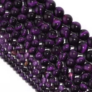 Natürliche violette Tigerauge Edelstein lose Perlen für DIY Schmuckherstellung Handwerk.
