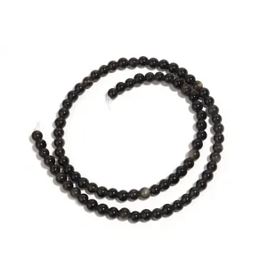 Natural golden obsidian loose beads semi-finished strand for DIY handmade jewelry accessories.