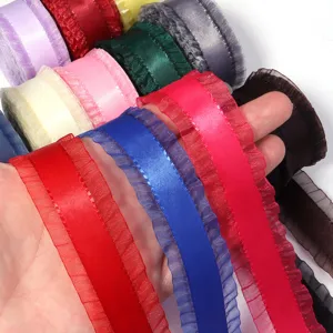 Nastro arricciato in poliestere colorato per accessori capelli fai da te confezione regalo