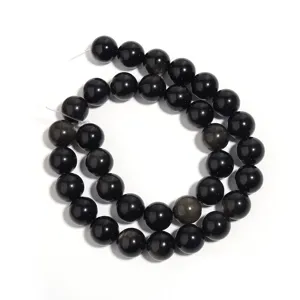 Natural golden obsidian loose beads, crystal gemstone round beads for DIY jewelry making detail.
