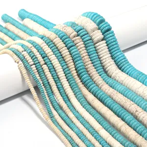 Synthetische Türkis Scheibenperlen Runde Kante Flache Perlen Abstandsperlen Lose Perlen Für Handgemachte DIY Halskette Armband Schmuckherstellung