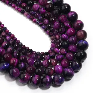 Natürliche violette Tigerauge Perlen für DIY Schmuckherstellung und Halbedelstein Teile.