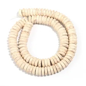 Synthetische weiße Türkis Flachscheibenperlen, runde Abstandshalter für Schmuck DIY.