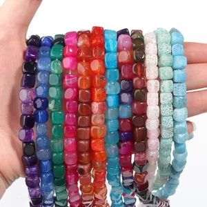 Square dragon vein agate stone beads for DIY handmade bracelet necklace jewelry supplies