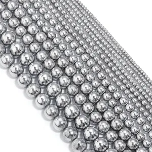 Wholesale vacuum electroplated hematite round loose beads for DIY jewelry making and crafting.